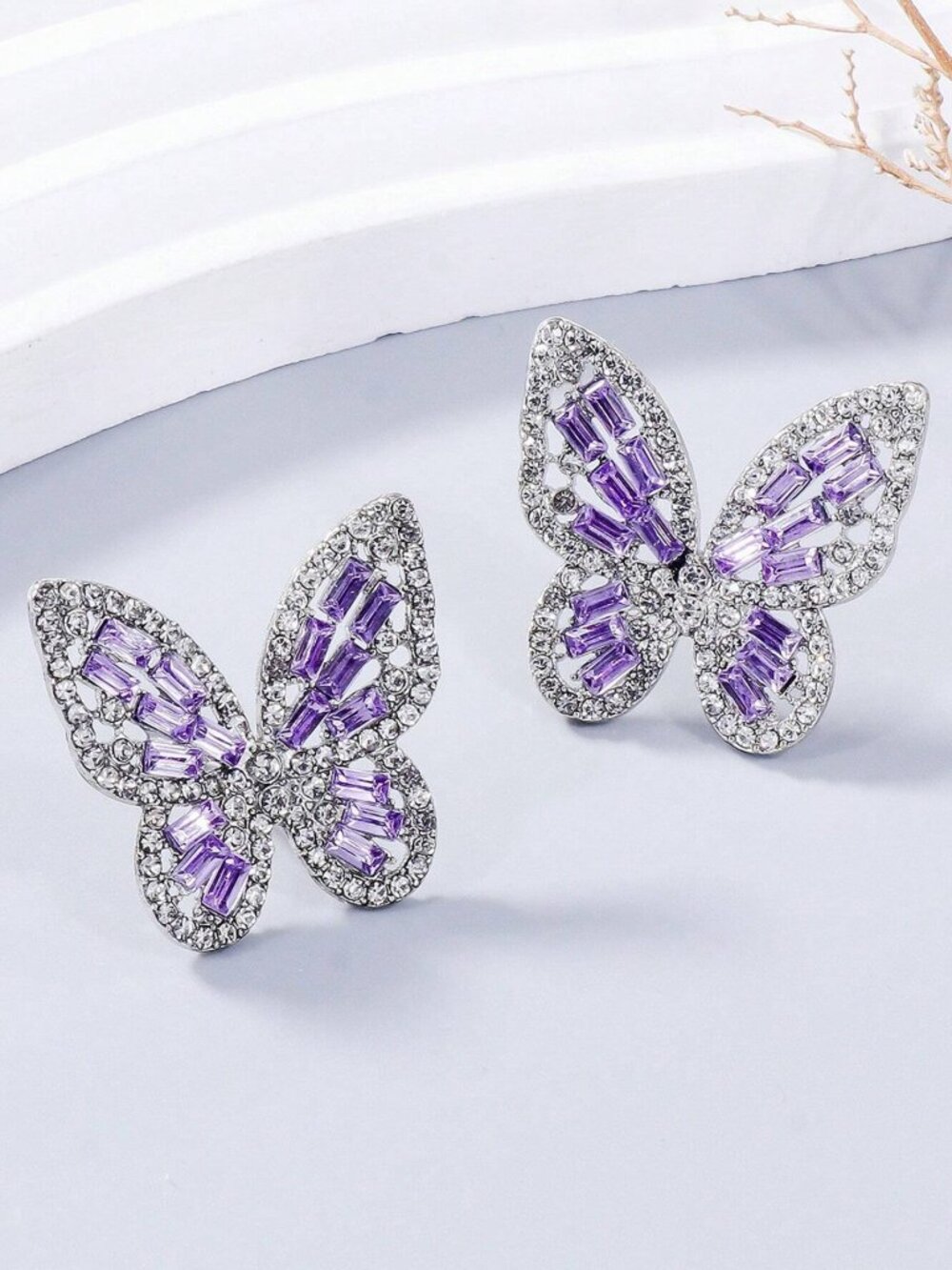 Rhinestone Butterfly Stud Earrings